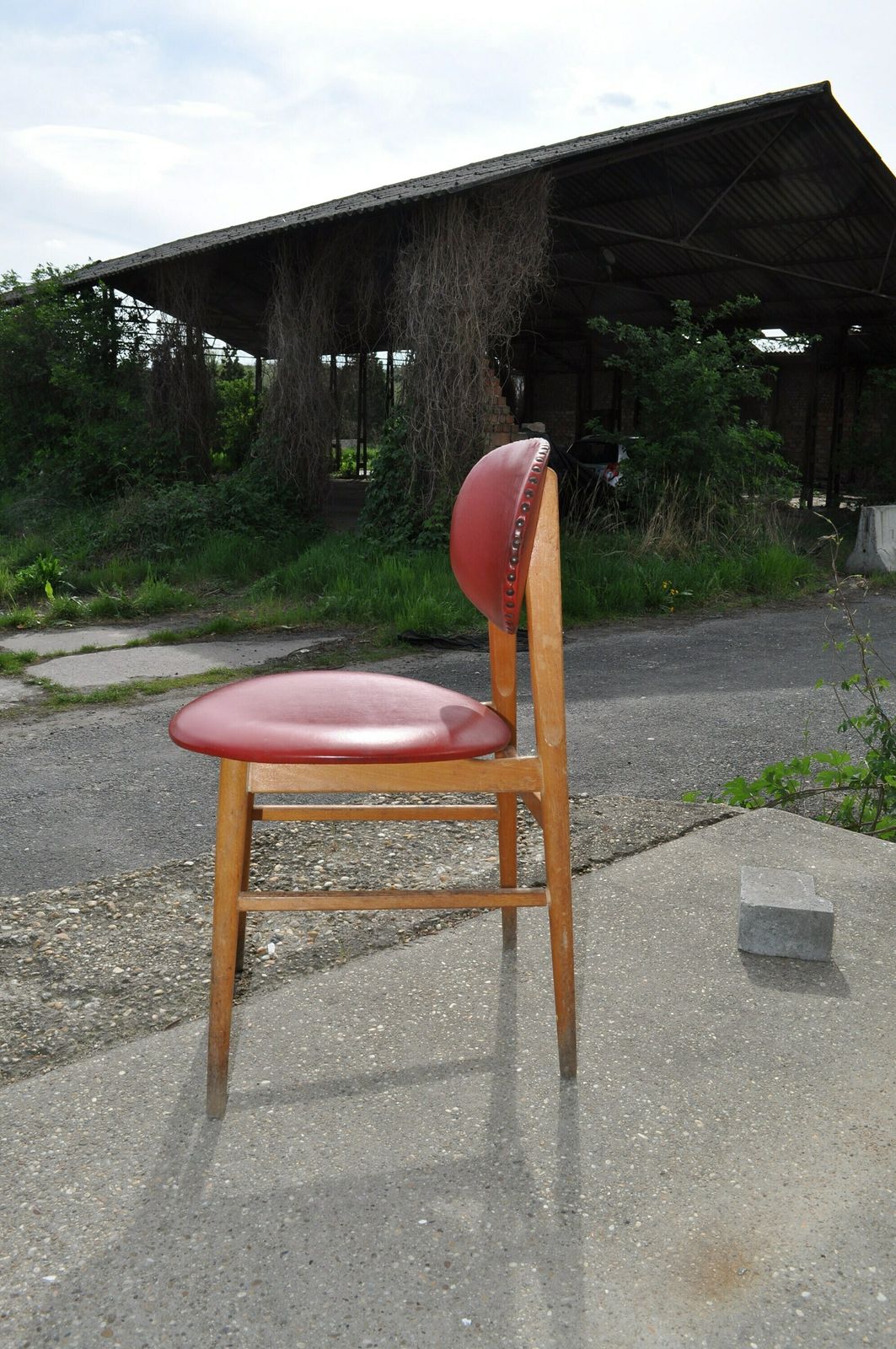 Retro Red Leatherette Chair From Hungary. photo for sale