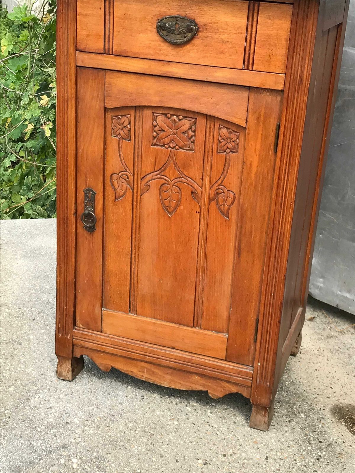 Antique Rustic Pinewood Nightstand photo Furniture