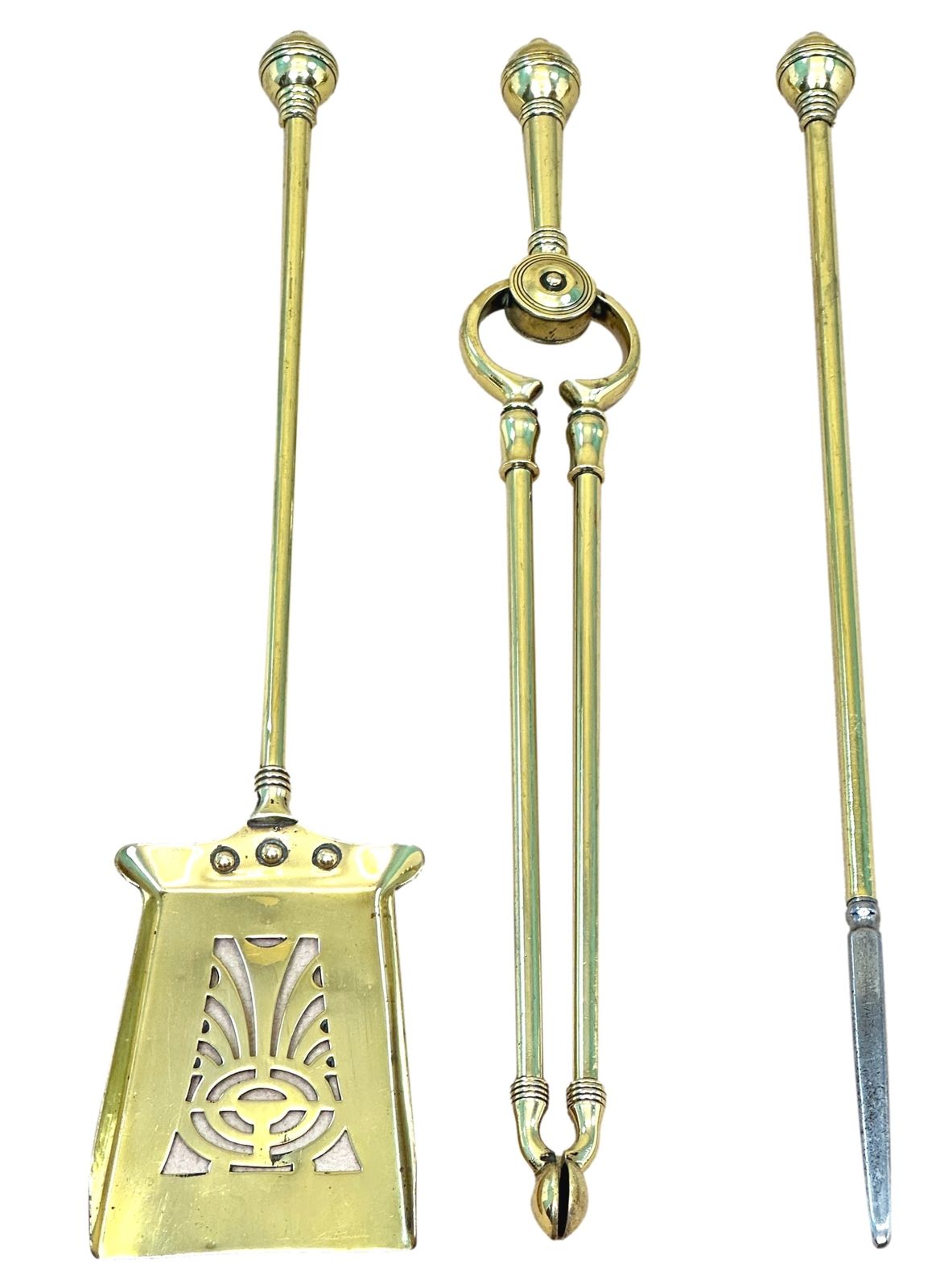Set Of 19th Century Brass Fire Tools (England, Circa 1860)