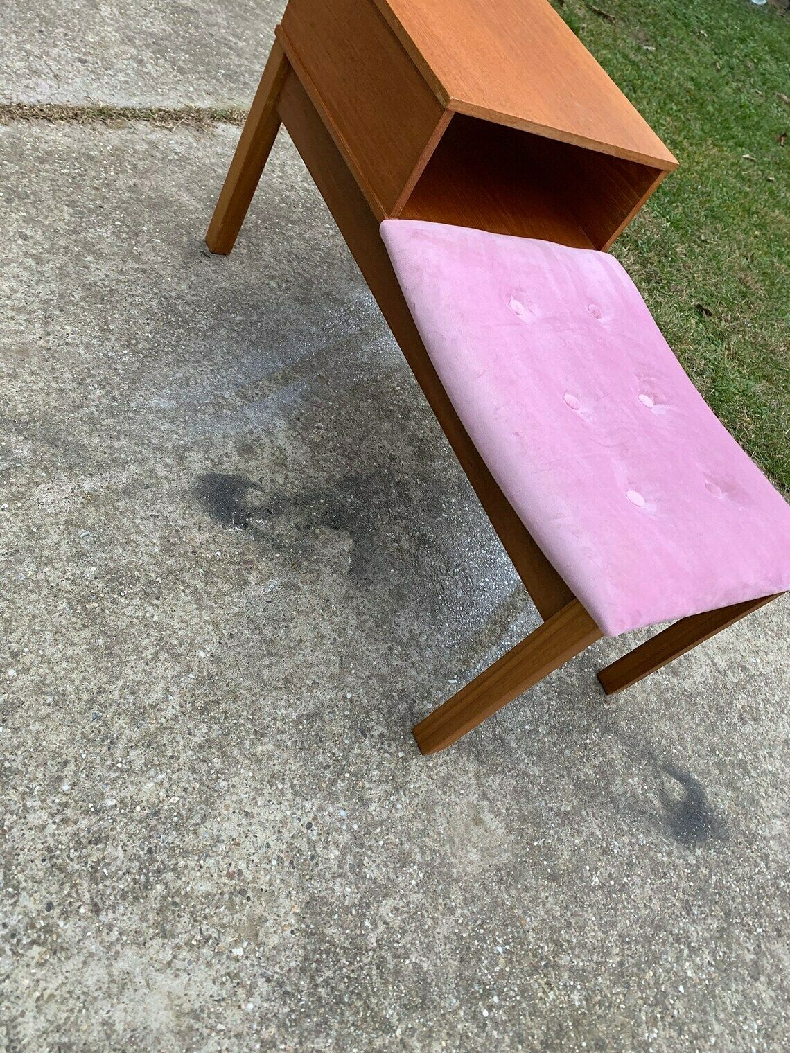 Restored Mid Century Teak Telephone Bench, 1960s photo buy