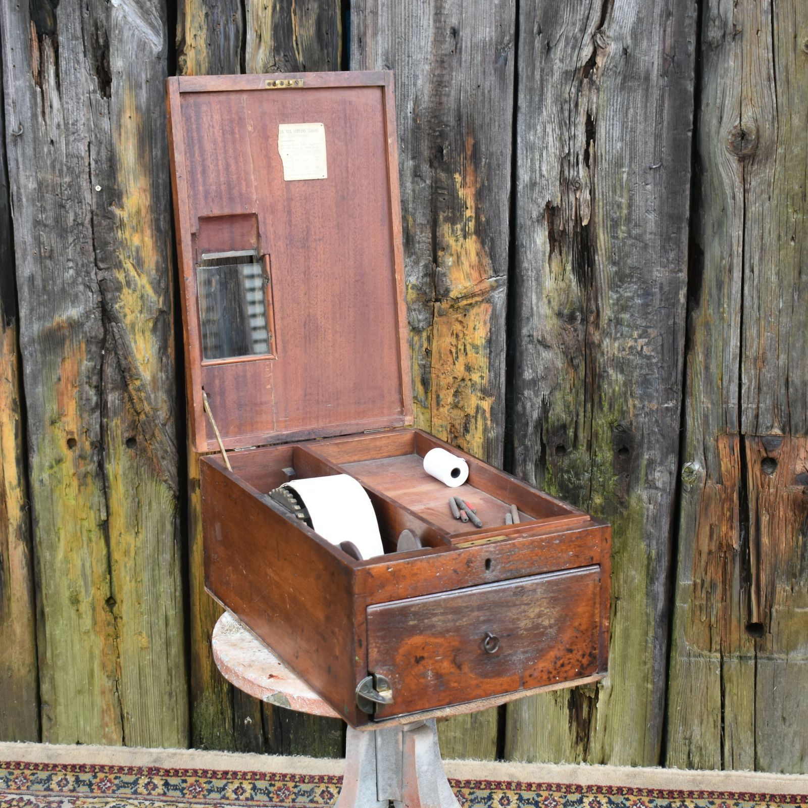 Antique Mahogany Haberdashery Outfitters Shop Display Cash Register Till Prop photo furniture