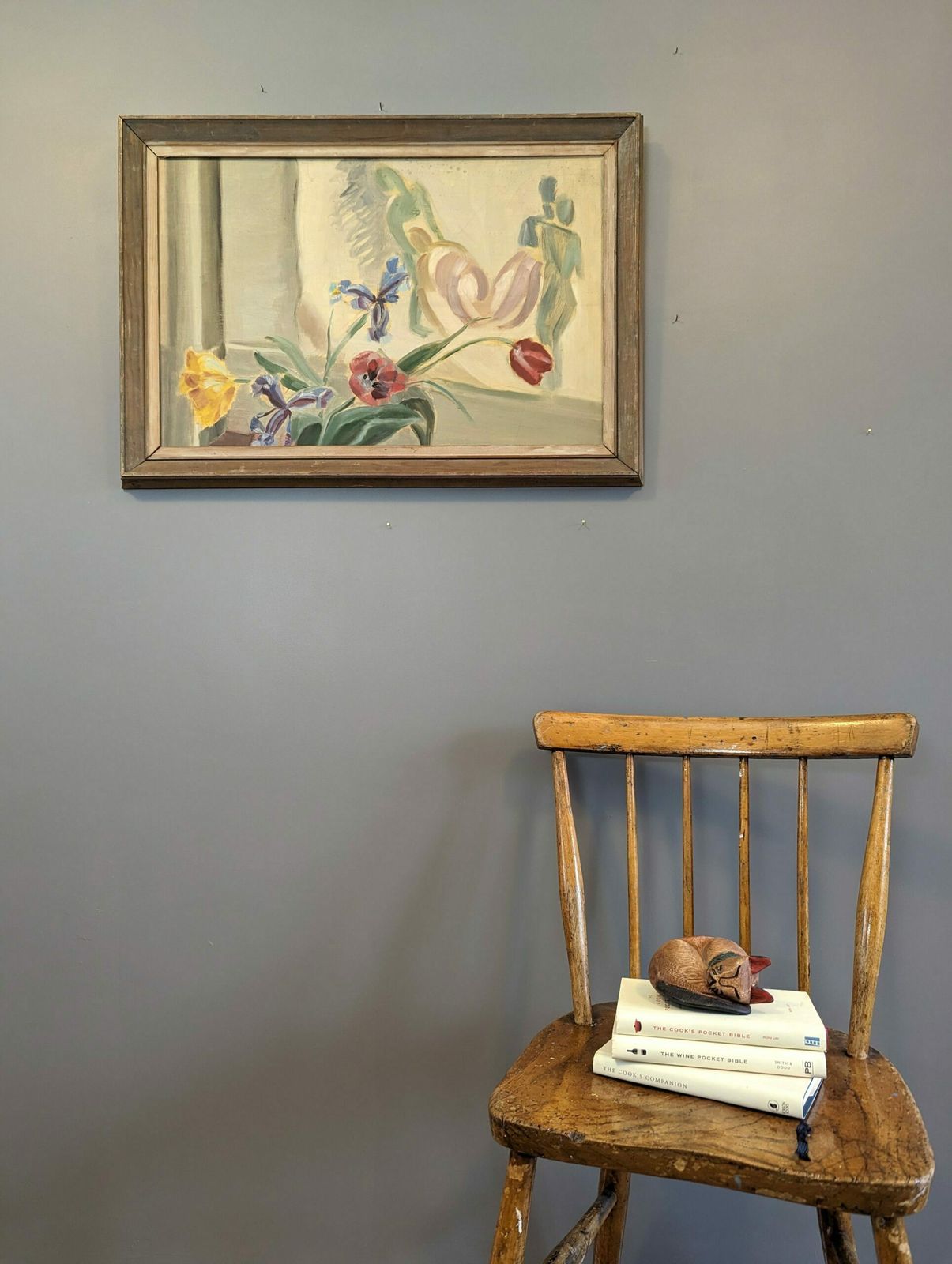 Floral & Figurine Oil Painting photo for sale