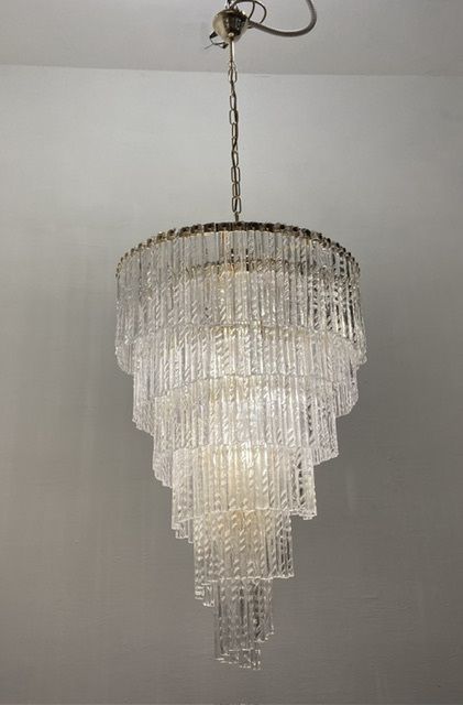Large Spiral Murano Glass Chandelier 1980’s photo for sale