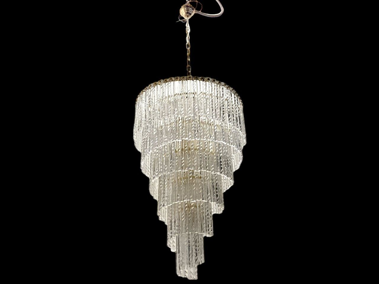 photo for sale Large Spiral Murano Glass Chandelier 1980’s