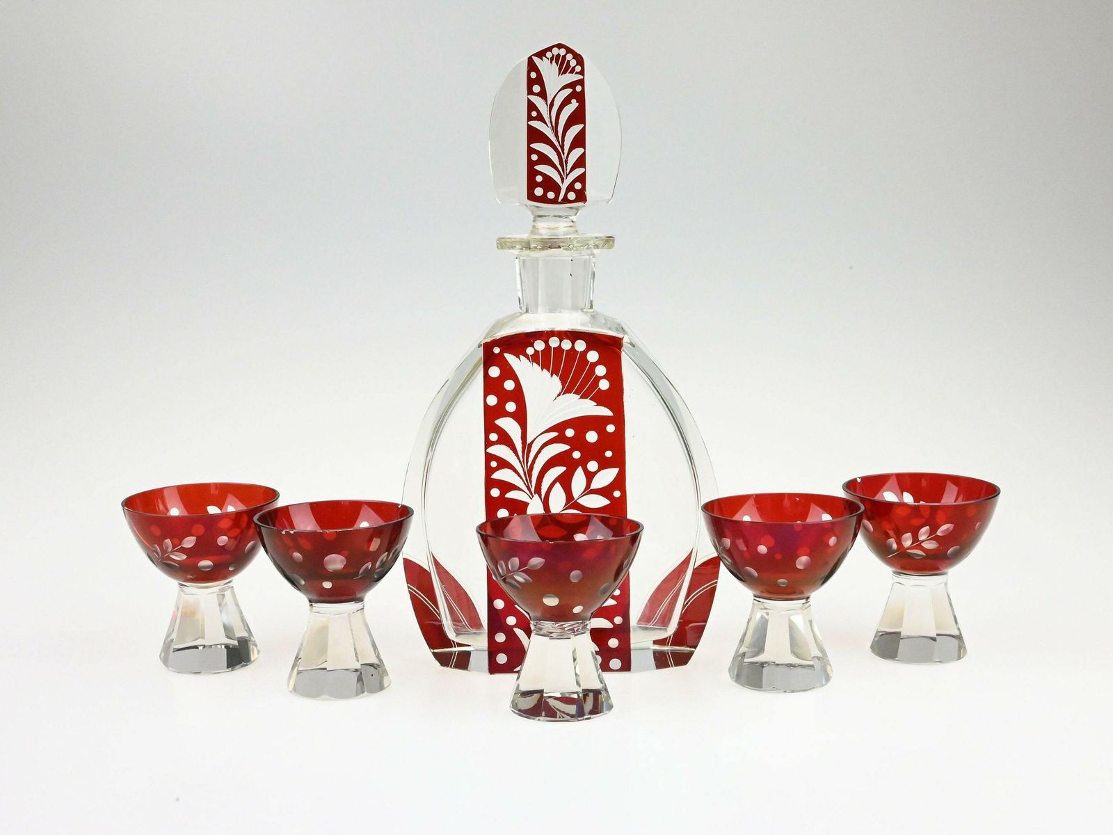 Antique Art Deco Liqueur Set By Karl Palda   Czech Glass Elegance From The 1930s, Antique Liqueur Set, Decanter Set, Vintage Barware
