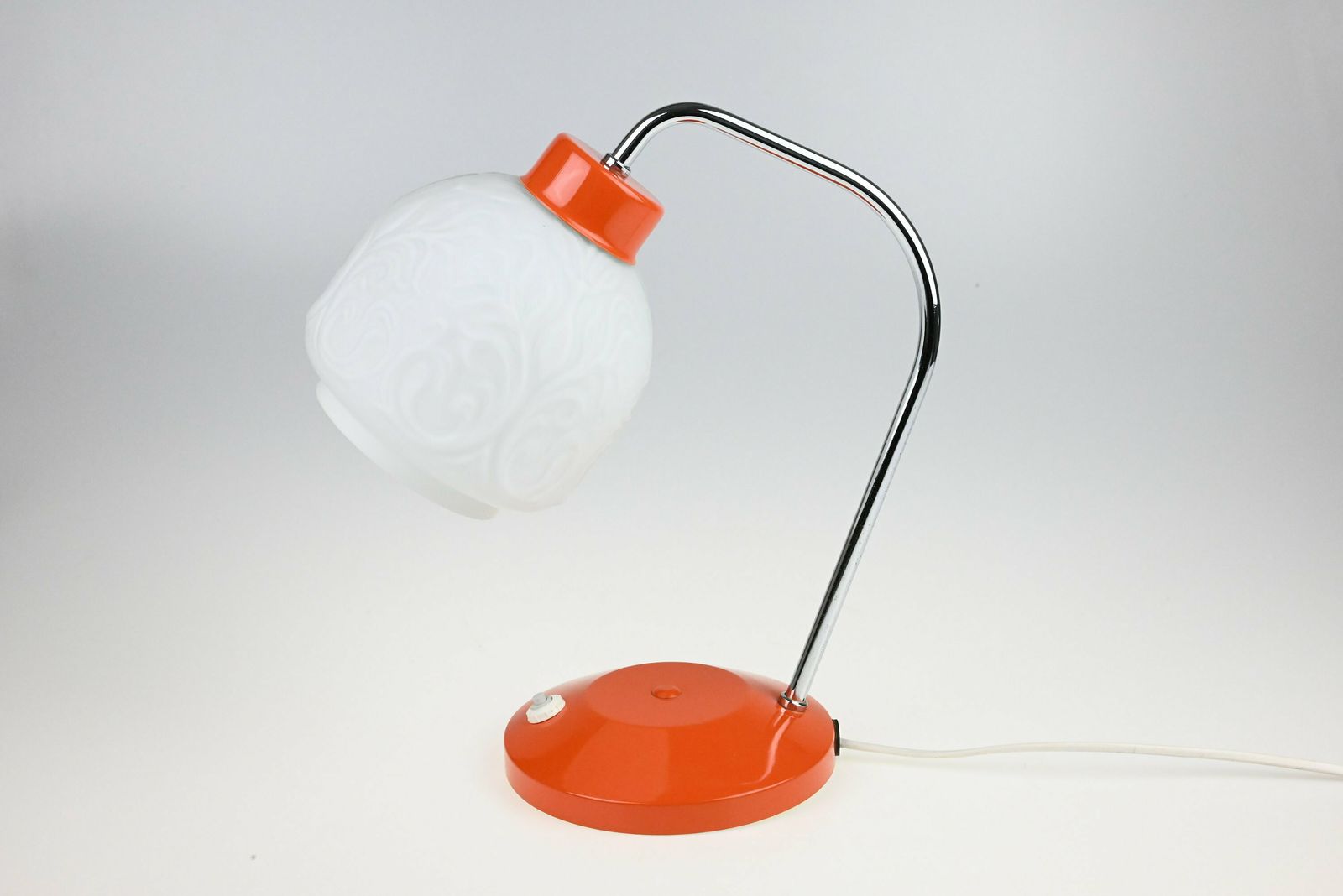 Mid Century Desk Lamp, Desk Metal Lamp, Table Lamp, Desk Lamp, Mid Century Lamp, Metal Lamp, Orange Lamp, Chrome Lamp, Table Light photo buy