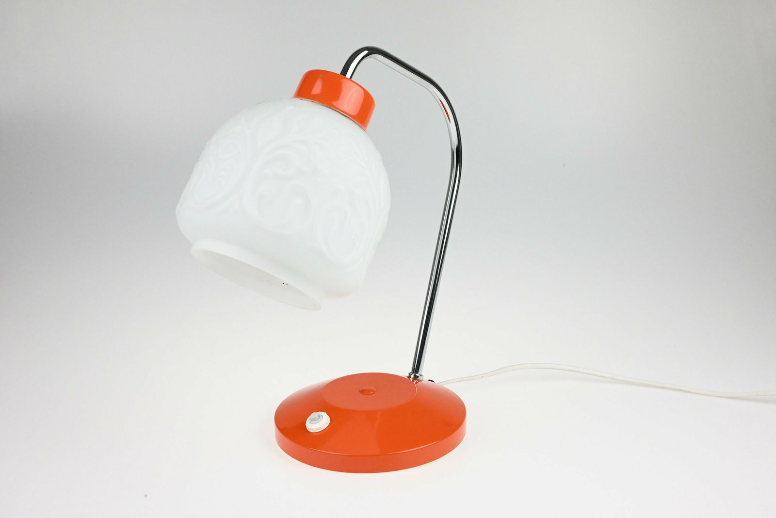 Mid Century Desk Lamp, Desk Metal Lamp, Table Lamp, Desk Lamp, Mid Century Lamp, Metal Lamp, Orange Lamp, Chrome Lamp, Table Light photo vintage