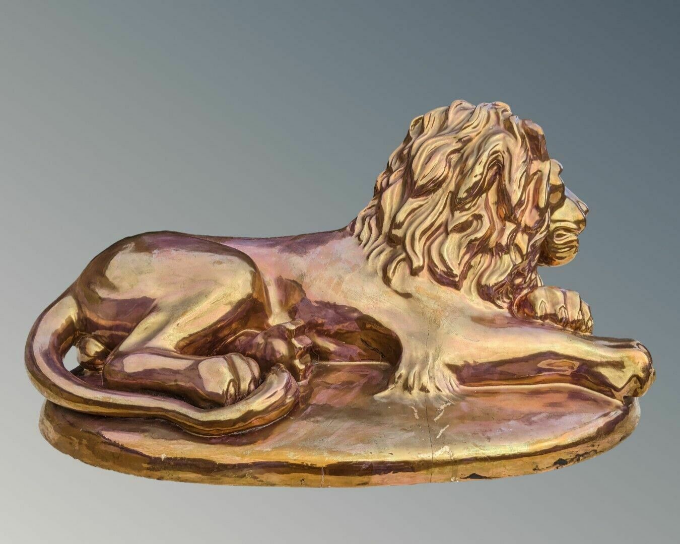 Large Constanti Lion Sculpture In Copper Lustre Glaze photo furniture