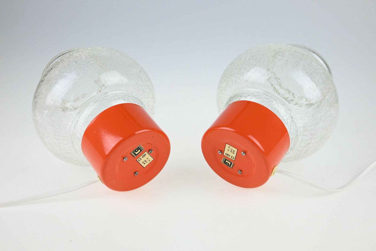 Pair Of Orange Bedside Lamps, Bedside Lamp Pair, Pair Of Lamps, Bedside Lamps, Bedside Lamp, Table Lamp, Desk Lamp, Mid Century Lamp Pair photo vinterior