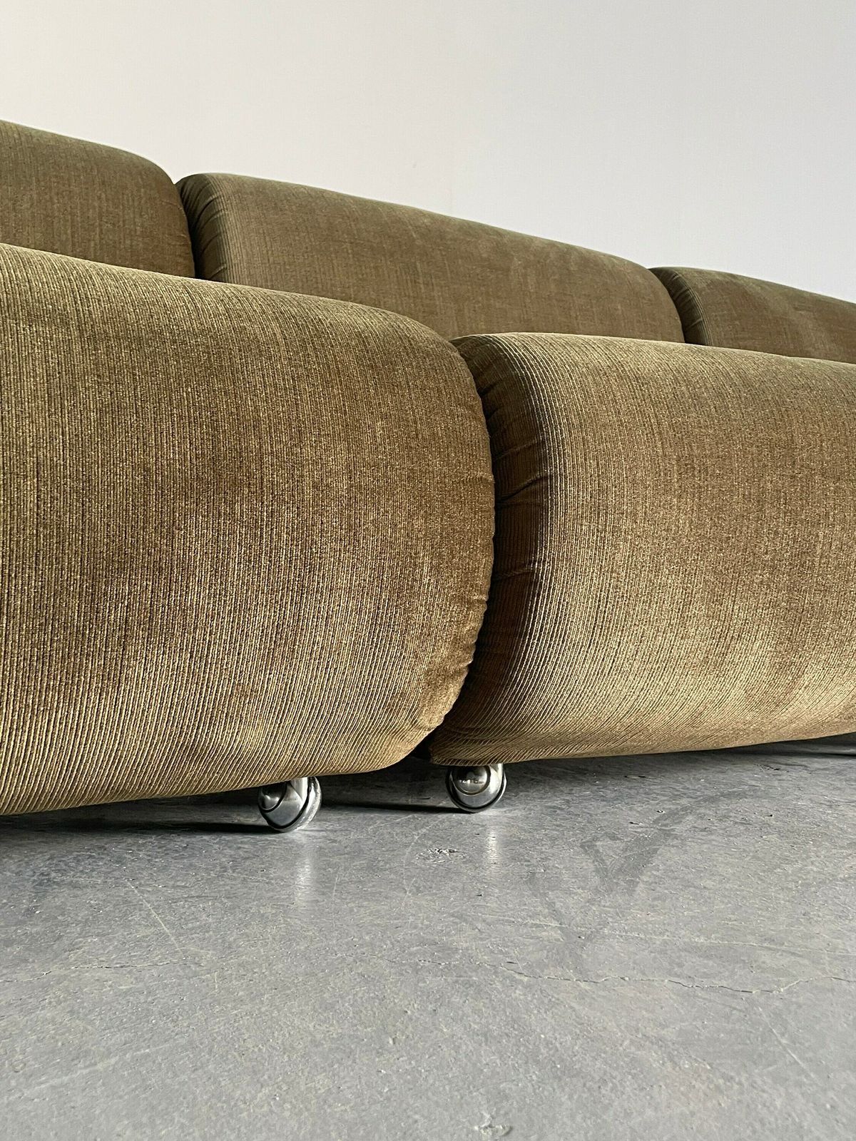 Vintage Italian Space Age Modular Seating Set In Striped Brown Fabric, Set Of 4, 1970s Mid Century Modern Sectional Or Modular Sofa photo buy