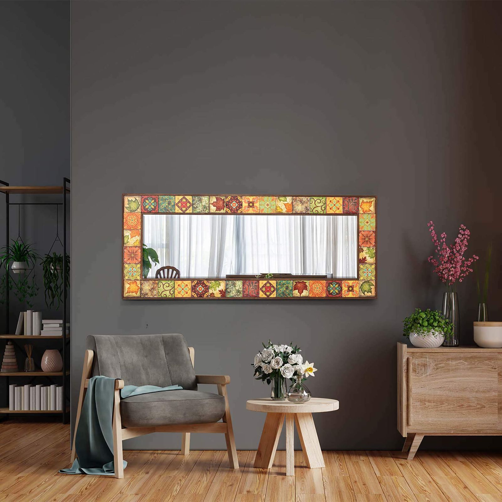 Rosalind Natural Handcrafted Wood Framed Dressing Mirror photo for sale
