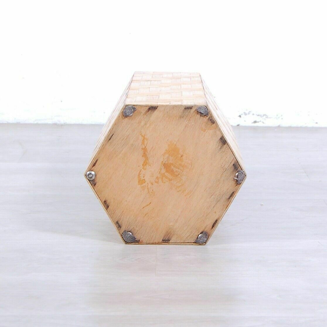 124.0 Vintage 70s Design Hexagonal Umbrella Stand In Wood And Bamboo photo