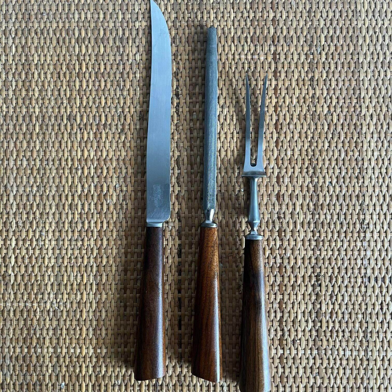 Set Of 3 Mills Moore Carving Set With Walnut Handles photo for sale