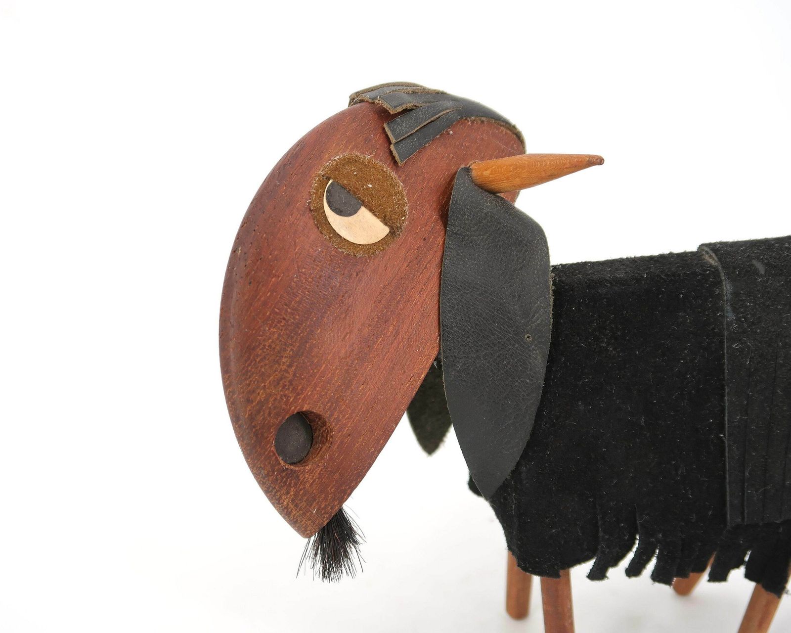 Frank Meisler Houten Figuur, Geit, Made In Israel, Jaren 1960 / Sculptuur, Judaica, Joods Kunstwerk photo for sale