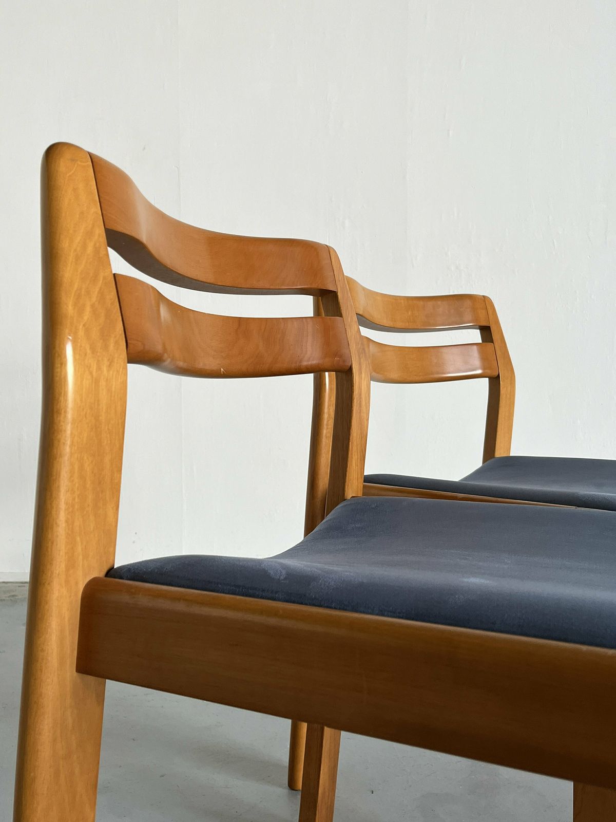 Pair Of Elegant Italian Mid Century Modern Lacquered Wood Dining Chairs, 1960s photo buy