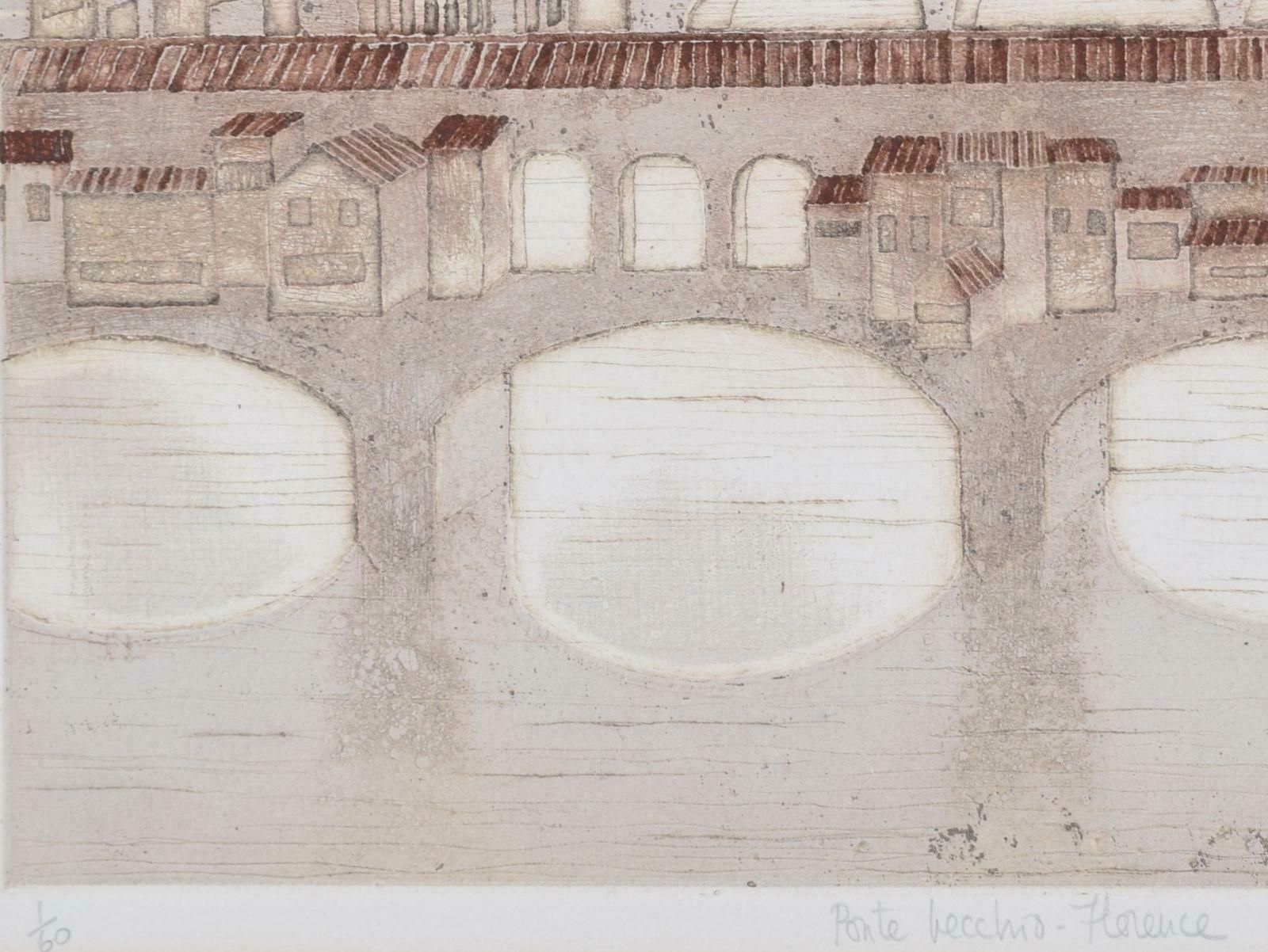 Valerie Thornton Florence Ponte Vecchio Etching By Valerie Thornton 1972 photo for sale