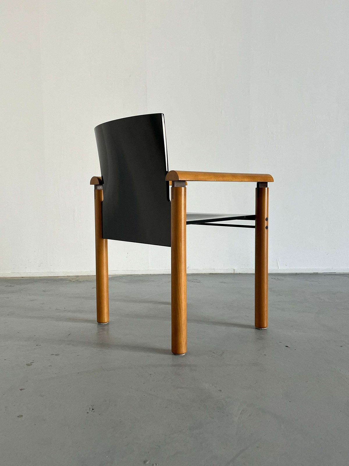 1 Of 6 Elegant Modernist Wooden Armchairs In Dark Gloss Finish, Attributed To Artelano, 1970s Italy photo 402.0