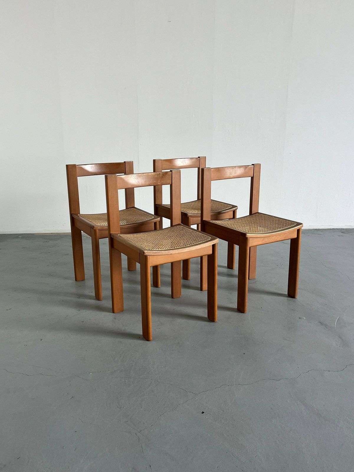 Set Of 4 Vintage Mid Century Modern Constructivist Wooden Dining Chairs, 1960s photo furniture
