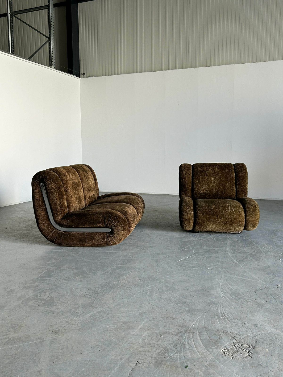 Vintage Italian Space Age Sculptural Cloud Modular Sofa Set In Brown Velvet, Attributed To 1p Italy, Italian Mid Century Modern Modular Sofa photo furniture