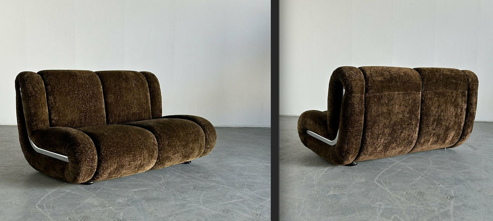 Vintage Italian Space Age Sculptural Cloud Modular Sofa Set In Brown Velvet, Attributed To 1p Italy, Italian Mid Century Modern Modular Sofa photo buy