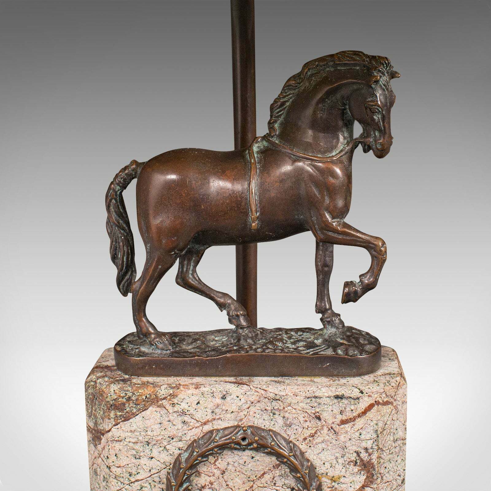 photo furniture Vintage Equine Table Lamp, English, Bronze Decorative Desk Light, Horse Interest