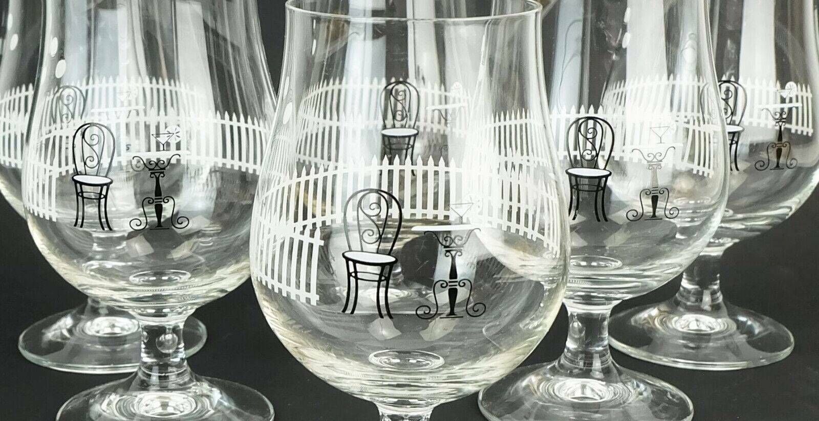 Set Of 6 Mid Century Cocktail Glasses With Beautiful Decor 1950s 1960s Glasses photo for sale