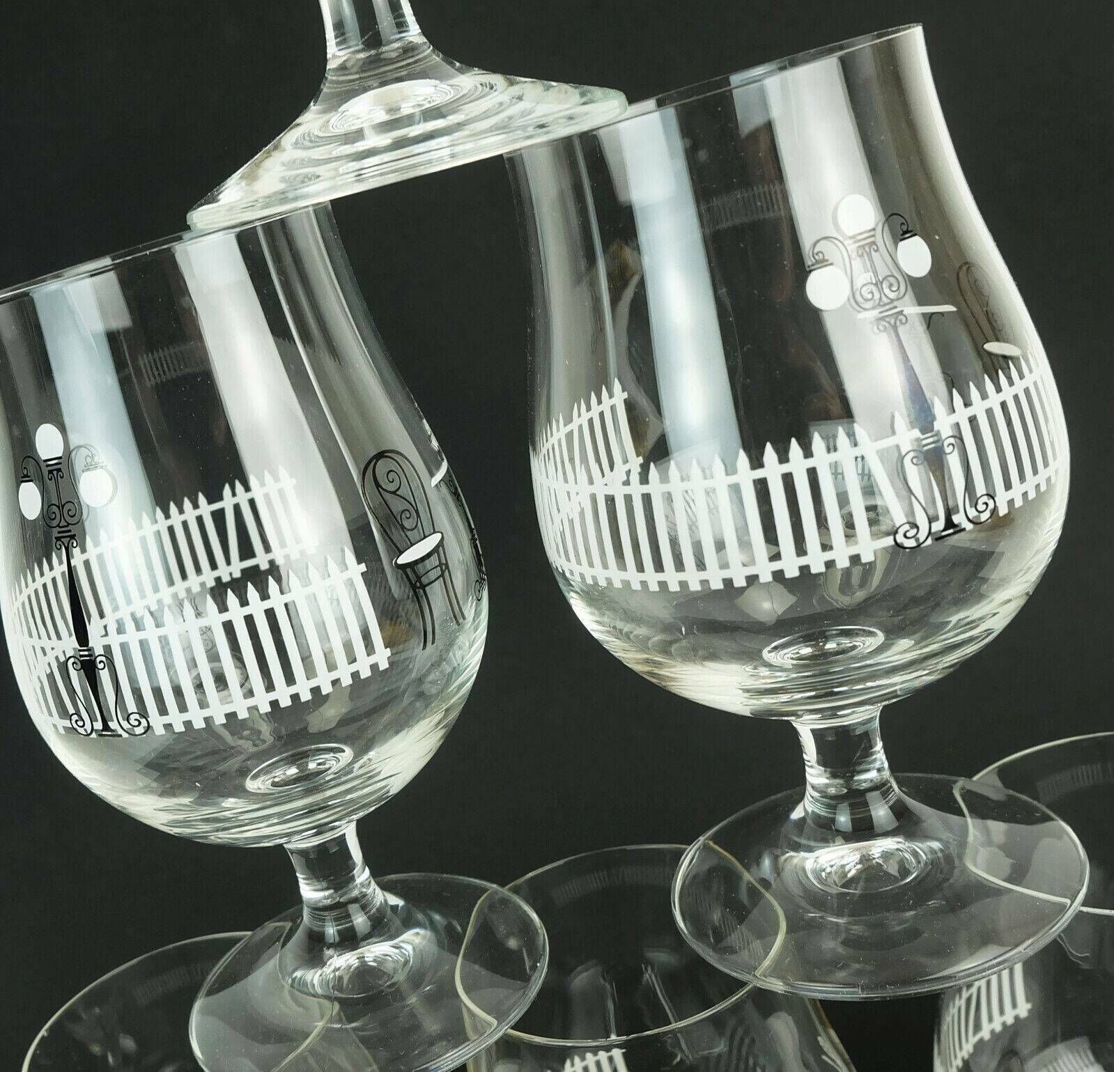 Set Of 6 Mid Century Cocktail Glasses With Beautiful Decor 1950s 1960s Glasses photo buy