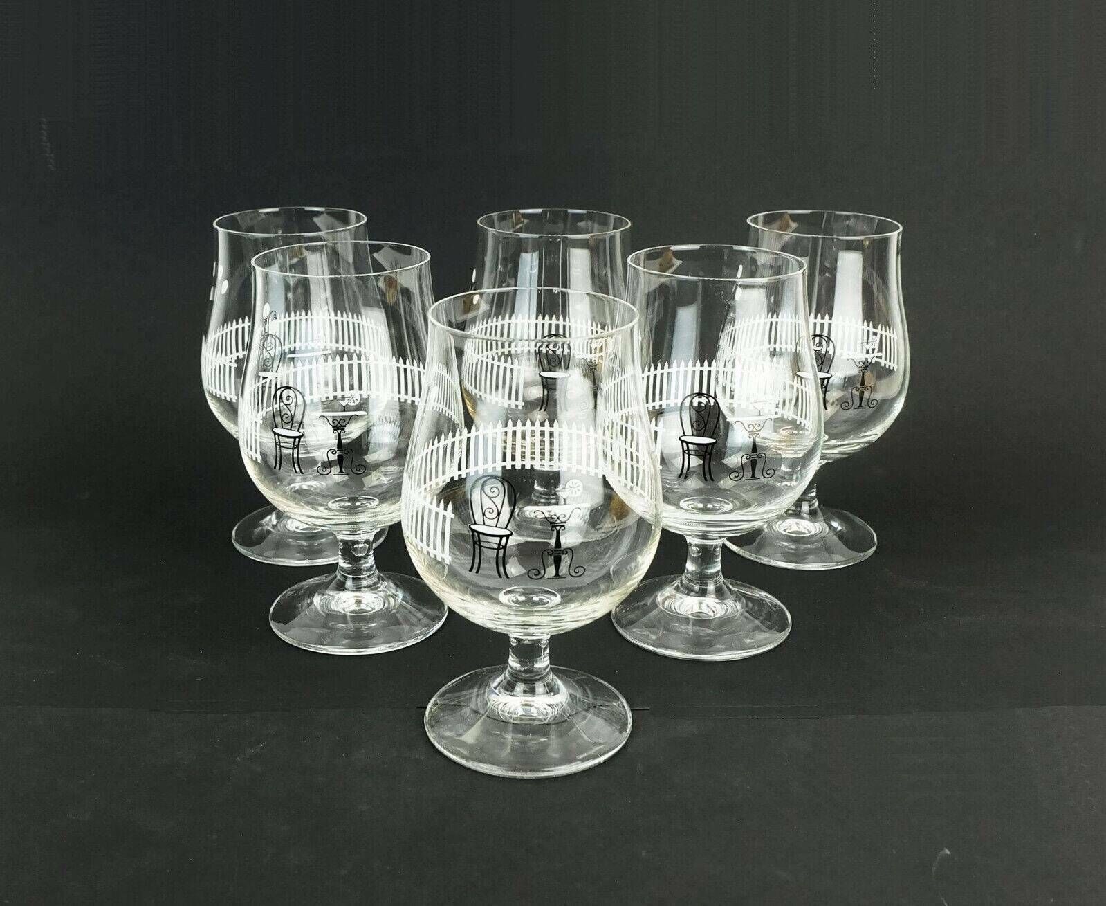photo furniture Set Of 6 Mid Century Cocktail Glasses With Beautiful Decor 1950s 1960s Glasses