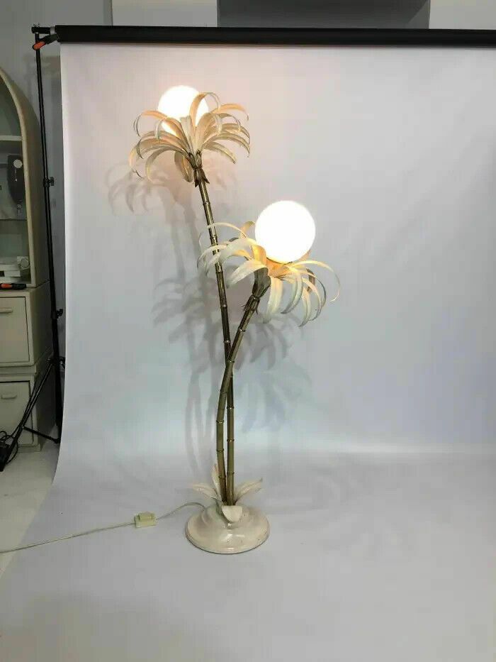 Two Branch Palm Tree Floor Lamp 1970s Italian Hollywood Regency Brass photo furniture