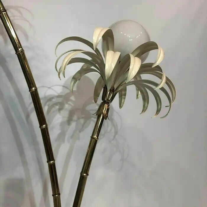 Two Branch Palm Tree Floor Lamp 1970s Italian Hollywood Regency Brass photo 1690.0