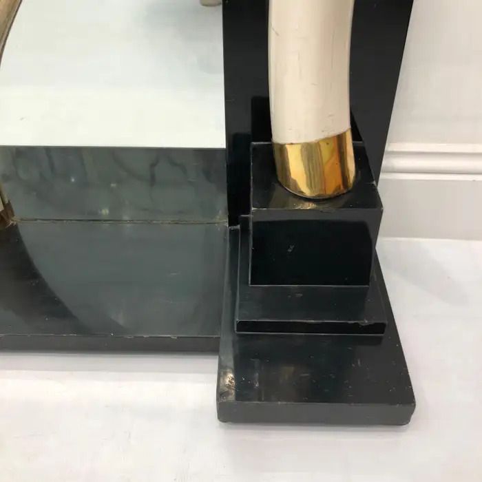 Versailles Collection Elephant Faux Tusk Ebony Console Glass Top With Mirror1970s photo buy