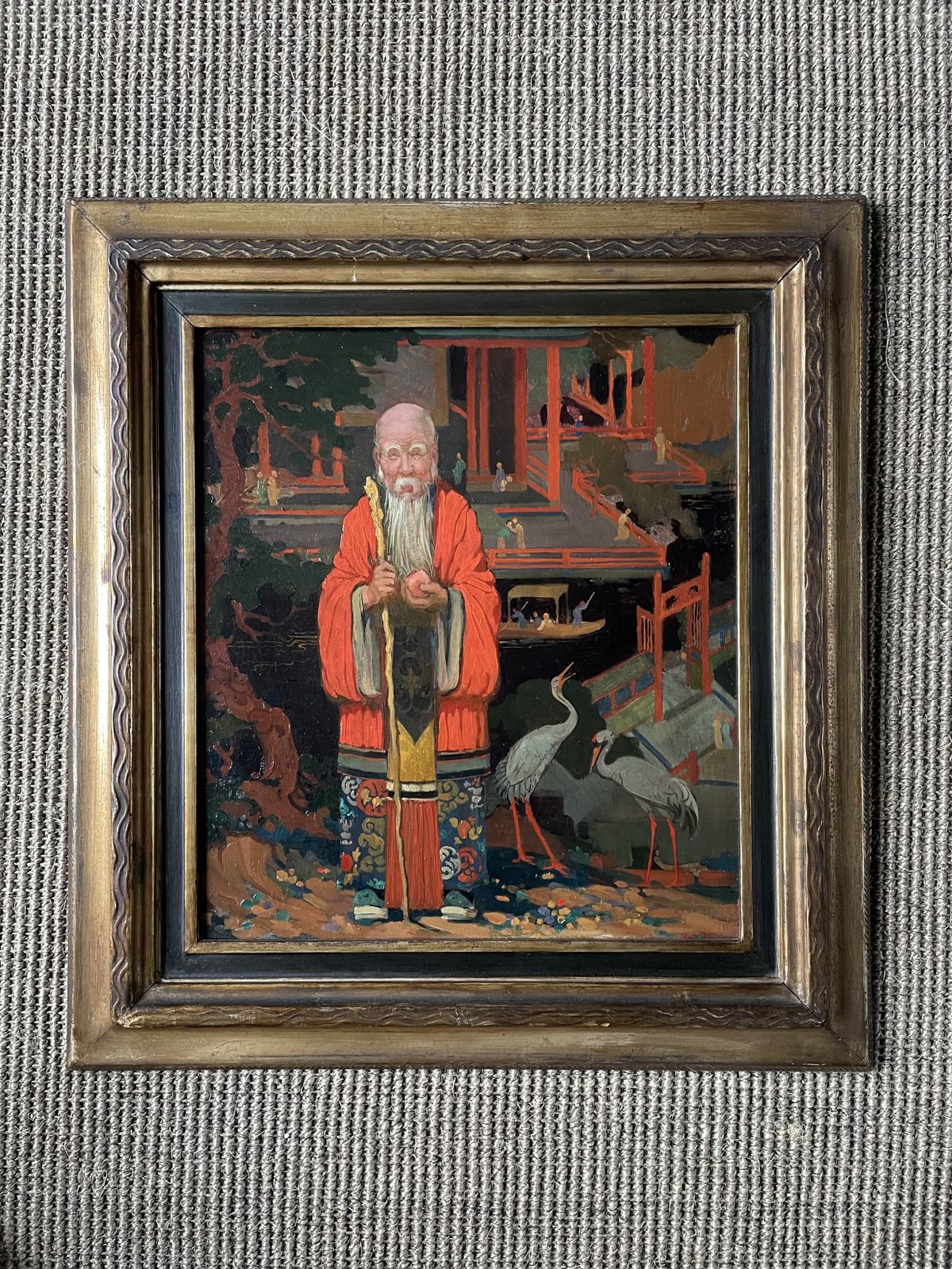 Early 20th Century British Oil Painting Of A Chinese Mandarin By Percy Angelo Staynes photo Art