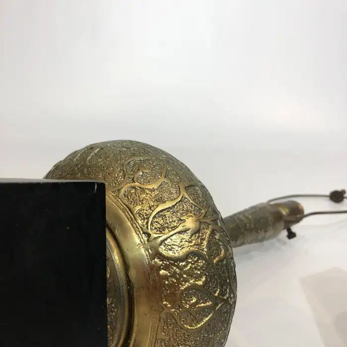 Pair Of Brass Oriental Style Table Lamps Mid Century 1960s Hollywood photo vintage