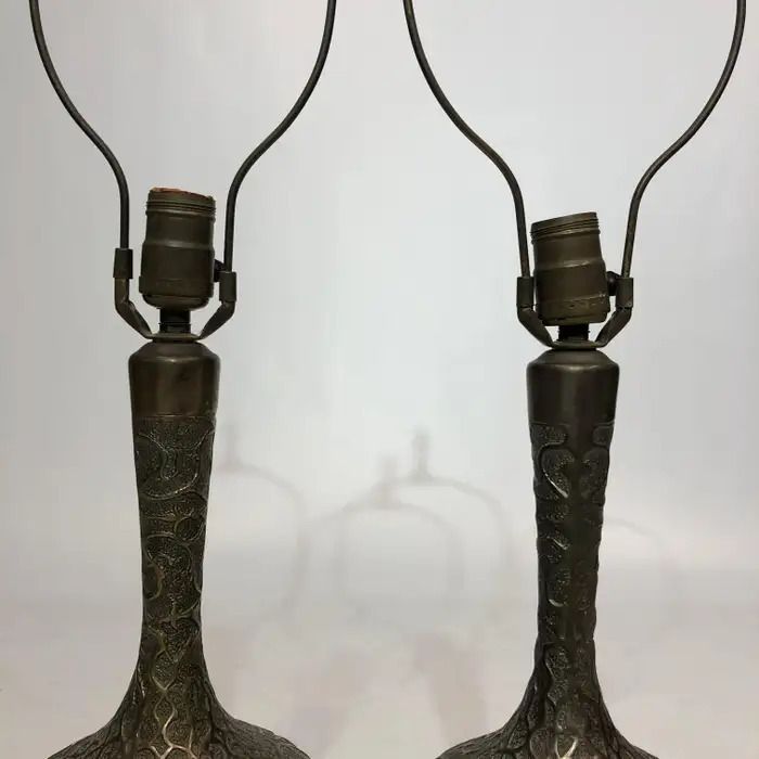 1290.0 Pair Of Brass Oriental Style Table Lamps Mid Century 1960s Hollywood photo