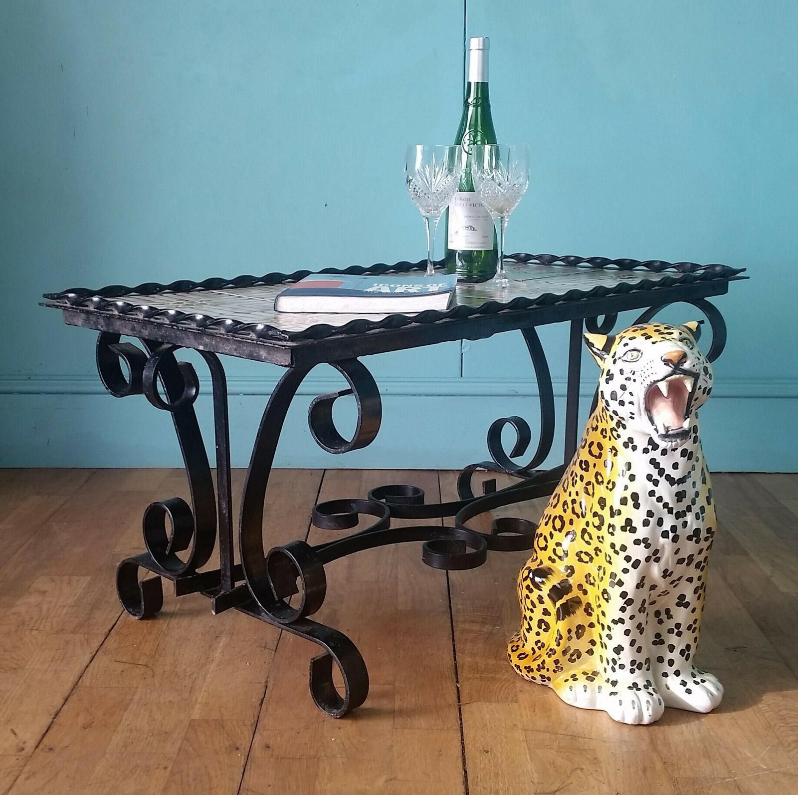 French Mid Century Wrought Iron Coffee Table photo 285.0