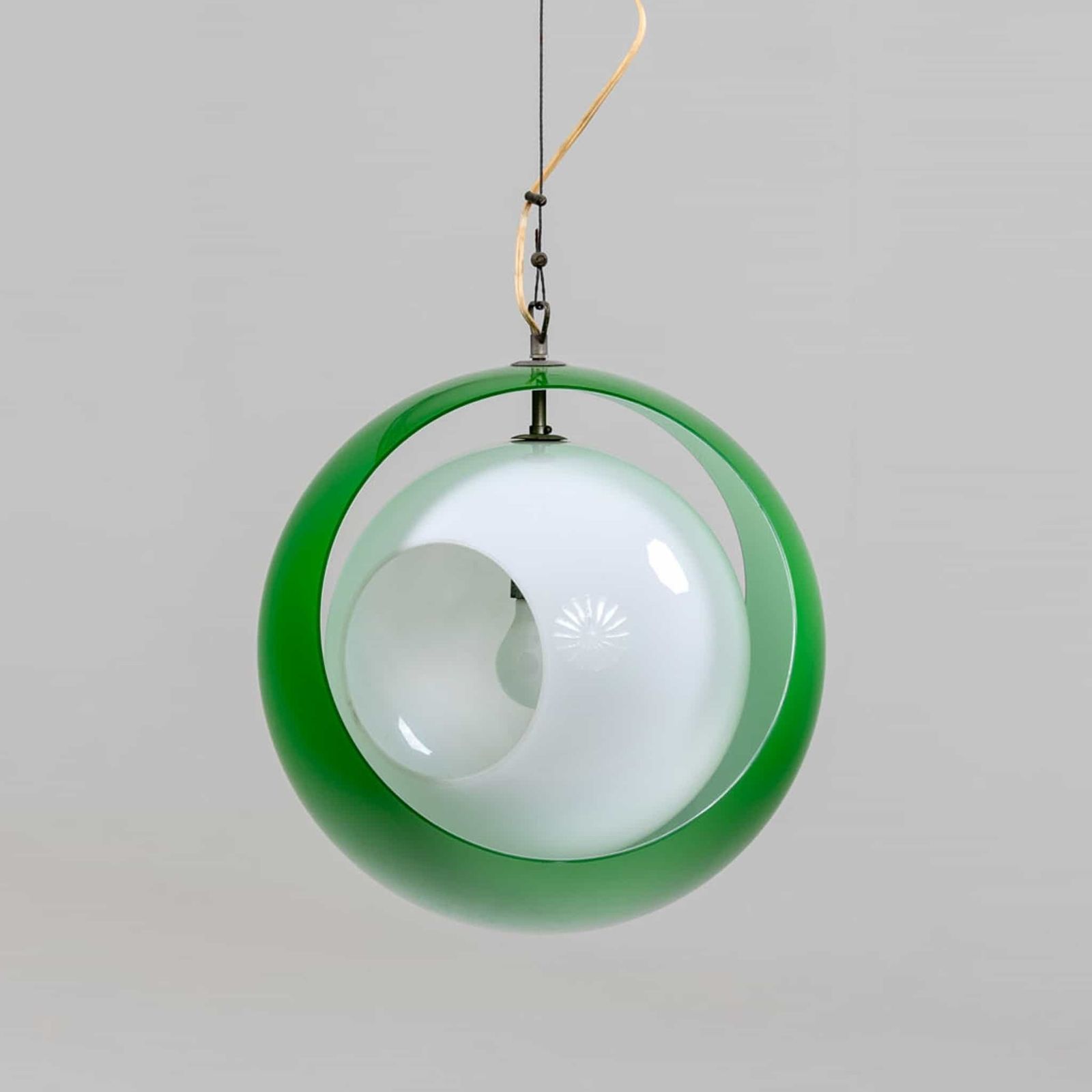 Green Eclisse Pendant Light By Carlo Nason For Mazzega, Italy 1960s photo for sale