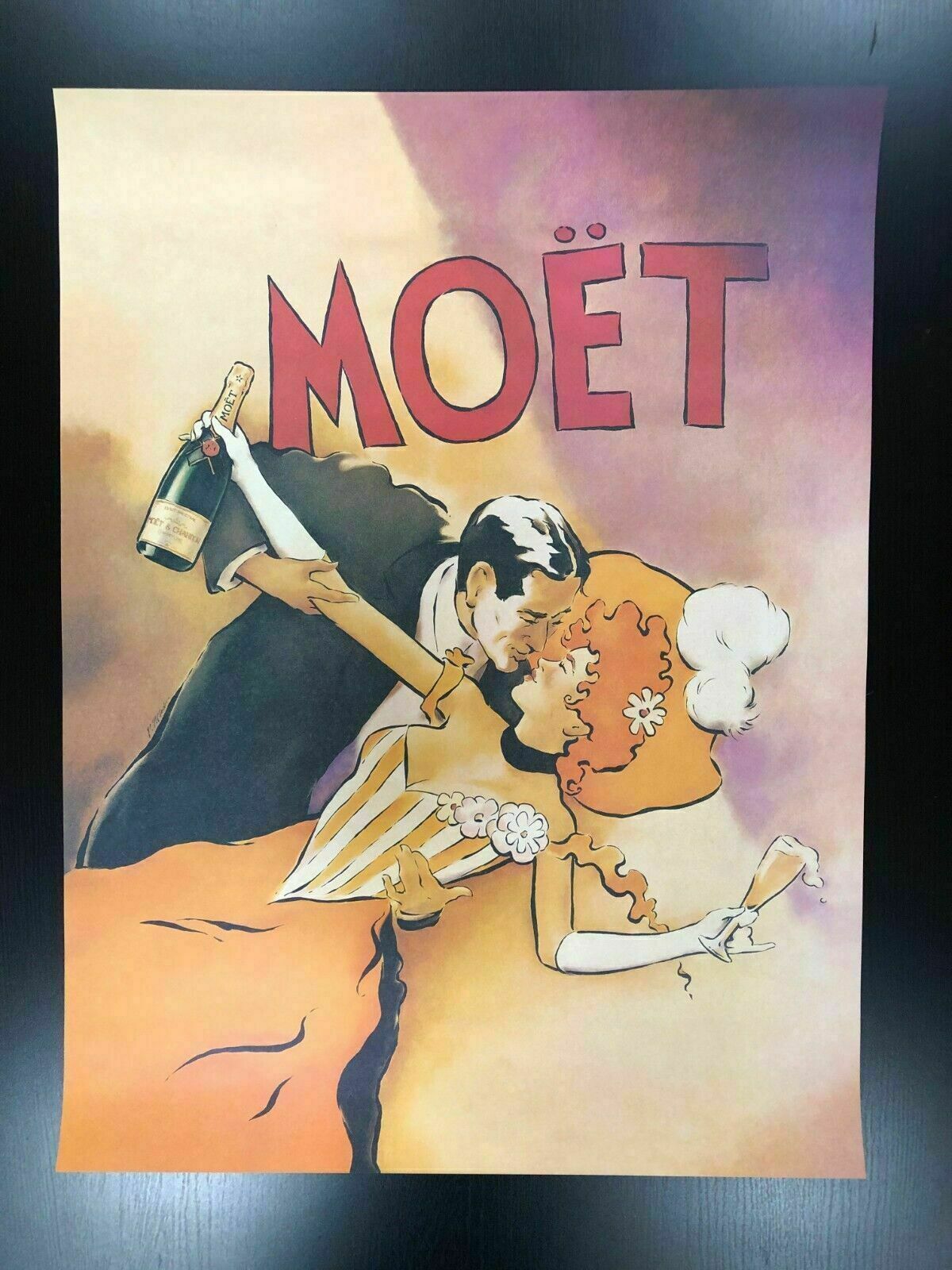 Vince Mcindoe, 80s   Moët & Chandon   Original Advertising Offset Poster   Cm 61 X 46   In 24 X 18,1 photo for sale