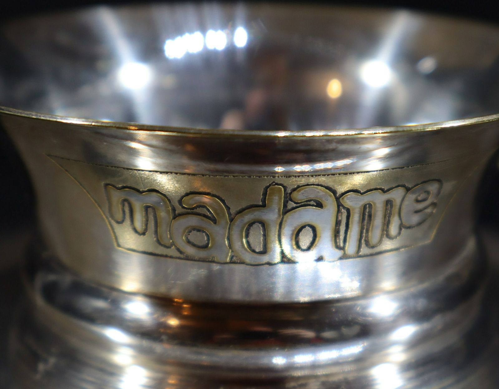 Antique French Silver Plated Madame & Monsieur Tea Cup Set photo for sale