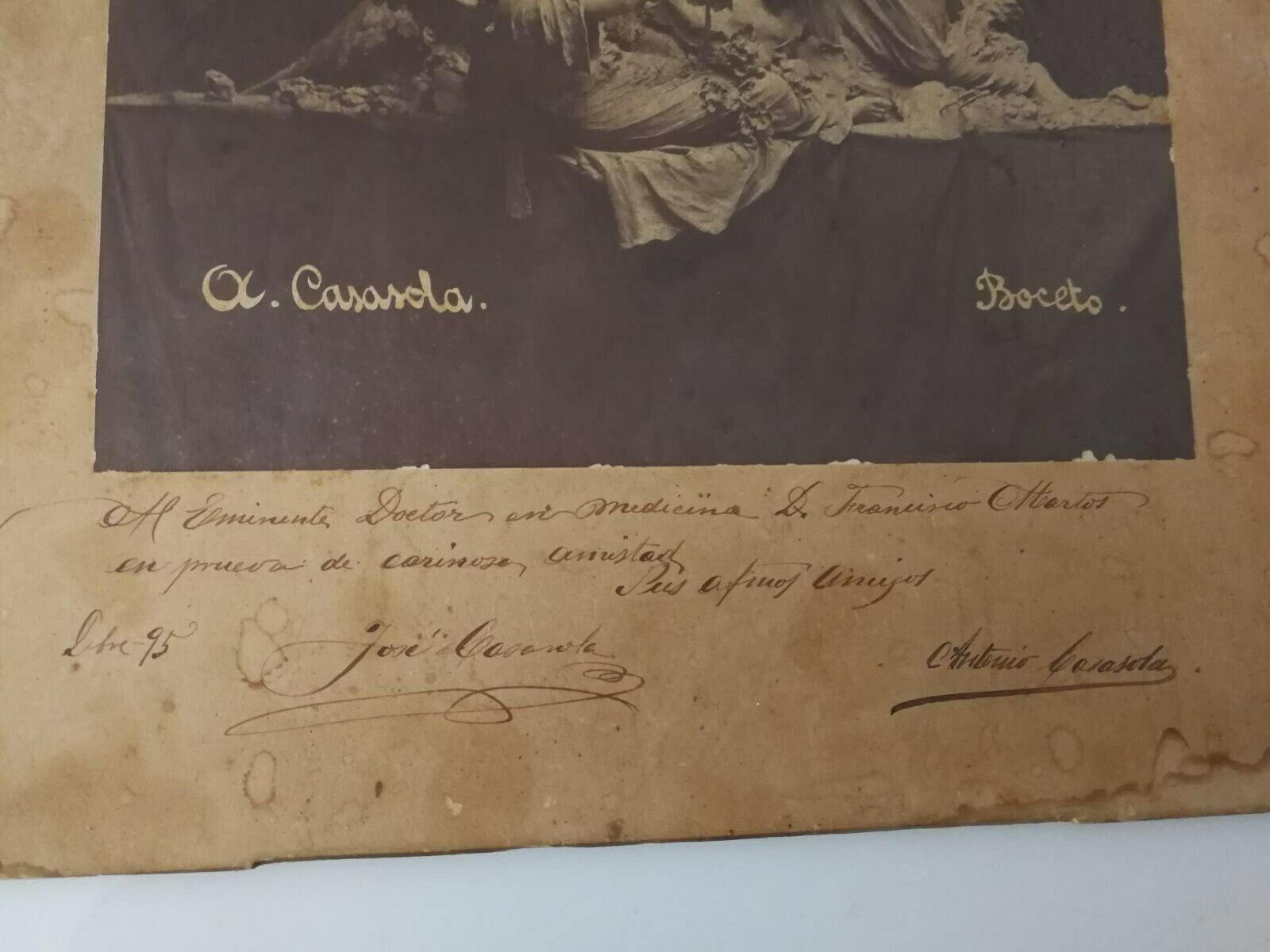Original Sketch Photograph Of Destroyed Work By Casasola, Signed 1895 photo furniture