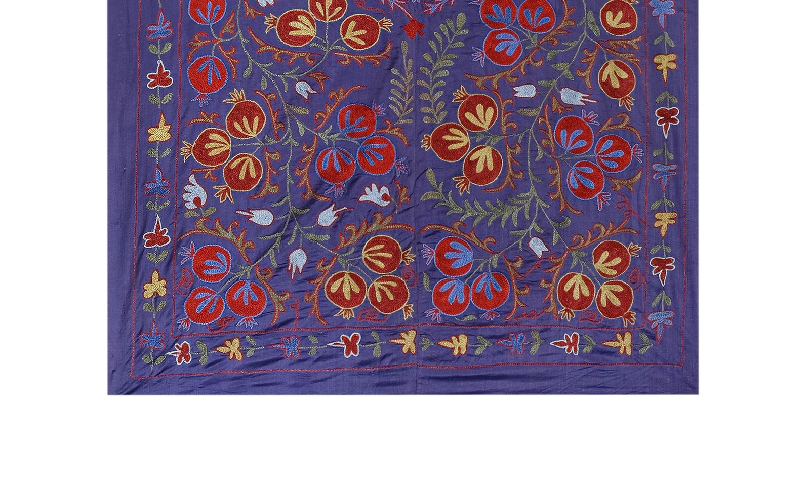 Silk Suzani Throw With Pomegranate Design, Purple Tree Of Life Suzani Wall Decor 104 X 192 photo buy