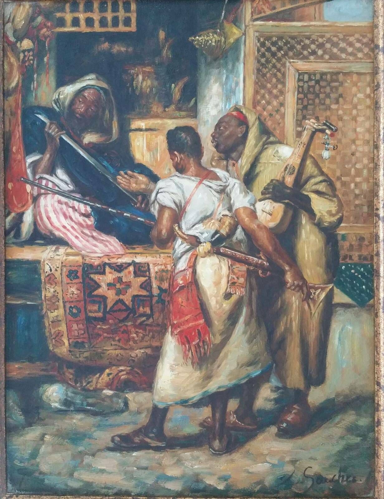 Oil Painting On Wood Signed L. Sanchez photo Art