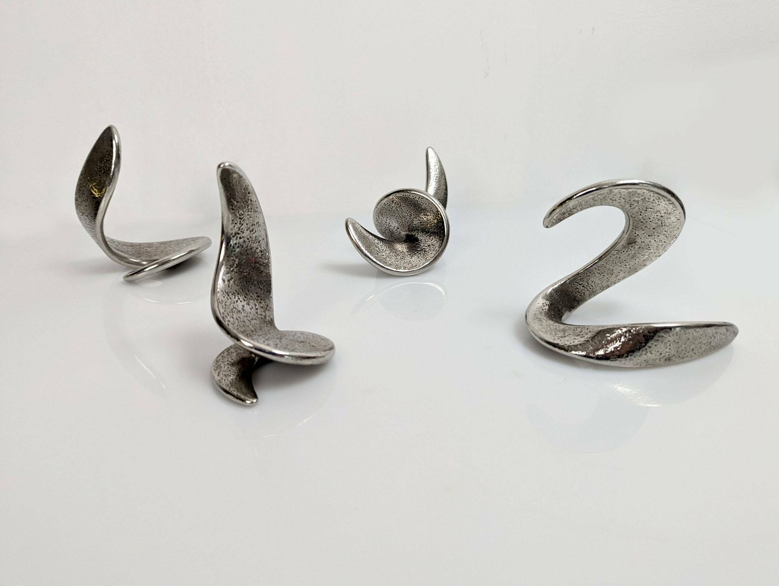 Set Of Spiral Steel Sculptures Signed By The Artist 1980s photo Art