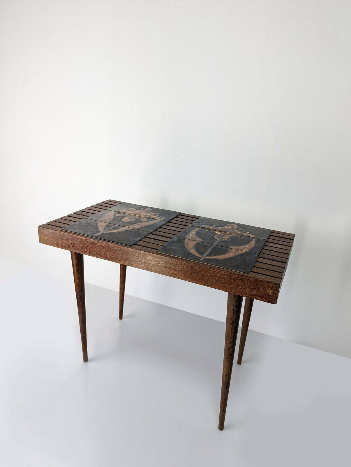 Mel Smilow Style Danish Table With Ceramics, 1960s