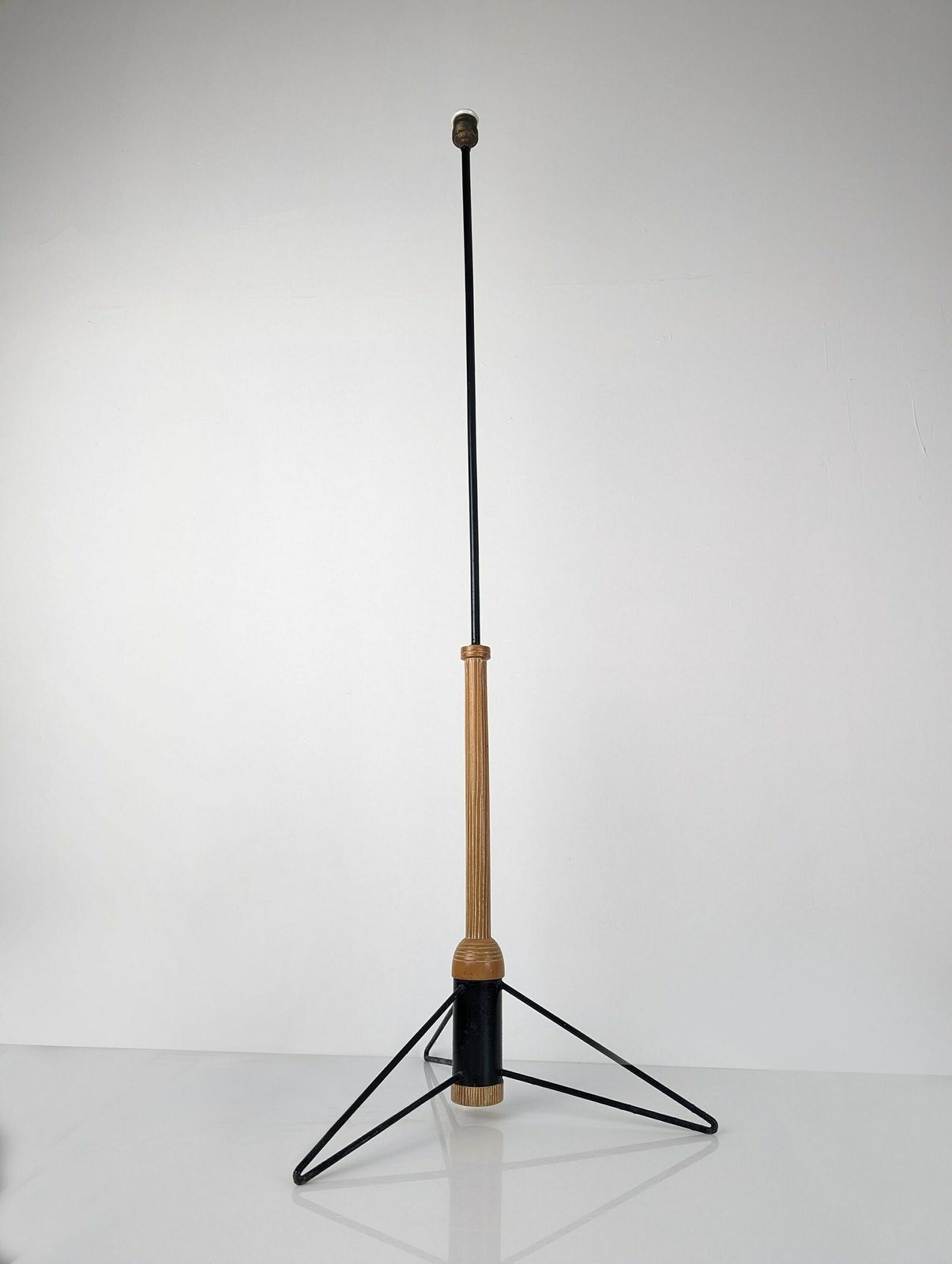 Mid Century Tripod Floor Lamp In Iron And Wood, 1950s photo Lighting