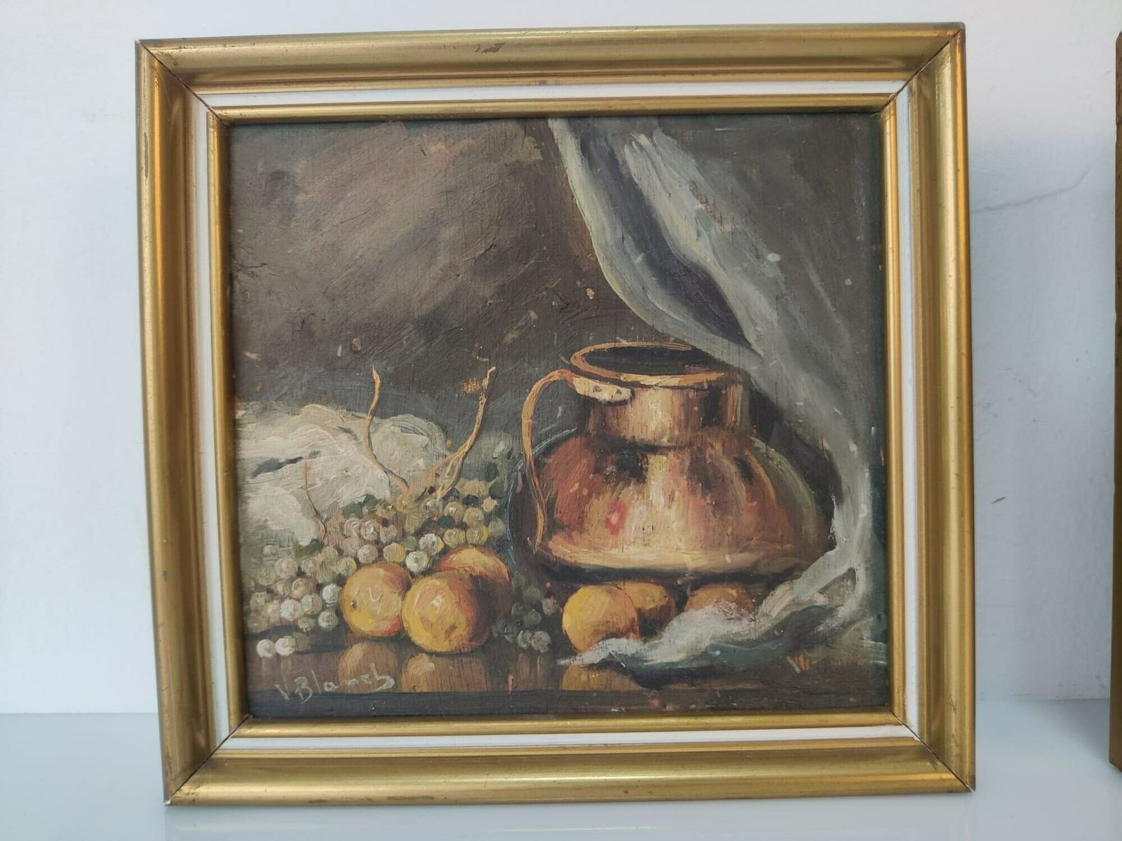 Nice Pair Of Still Lifes In Oil On Board Signed V. Blanes photo Art