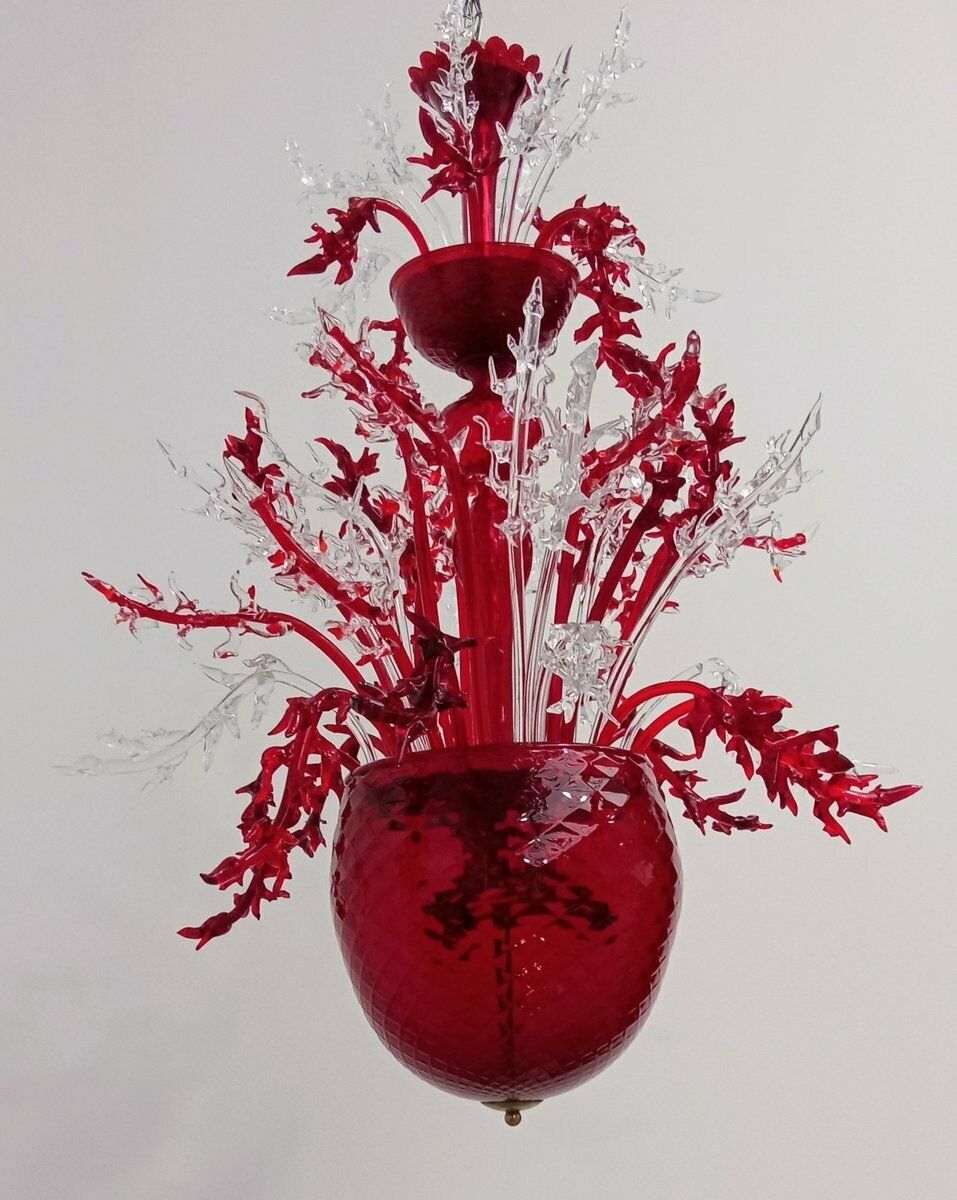 Red Murano Glass Chandelier, 1990s photo furniture