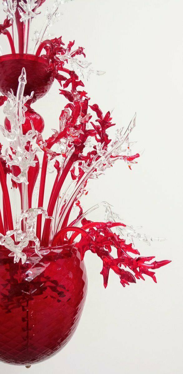 Red Murano Glass Chandelier, 1990s photo vintage