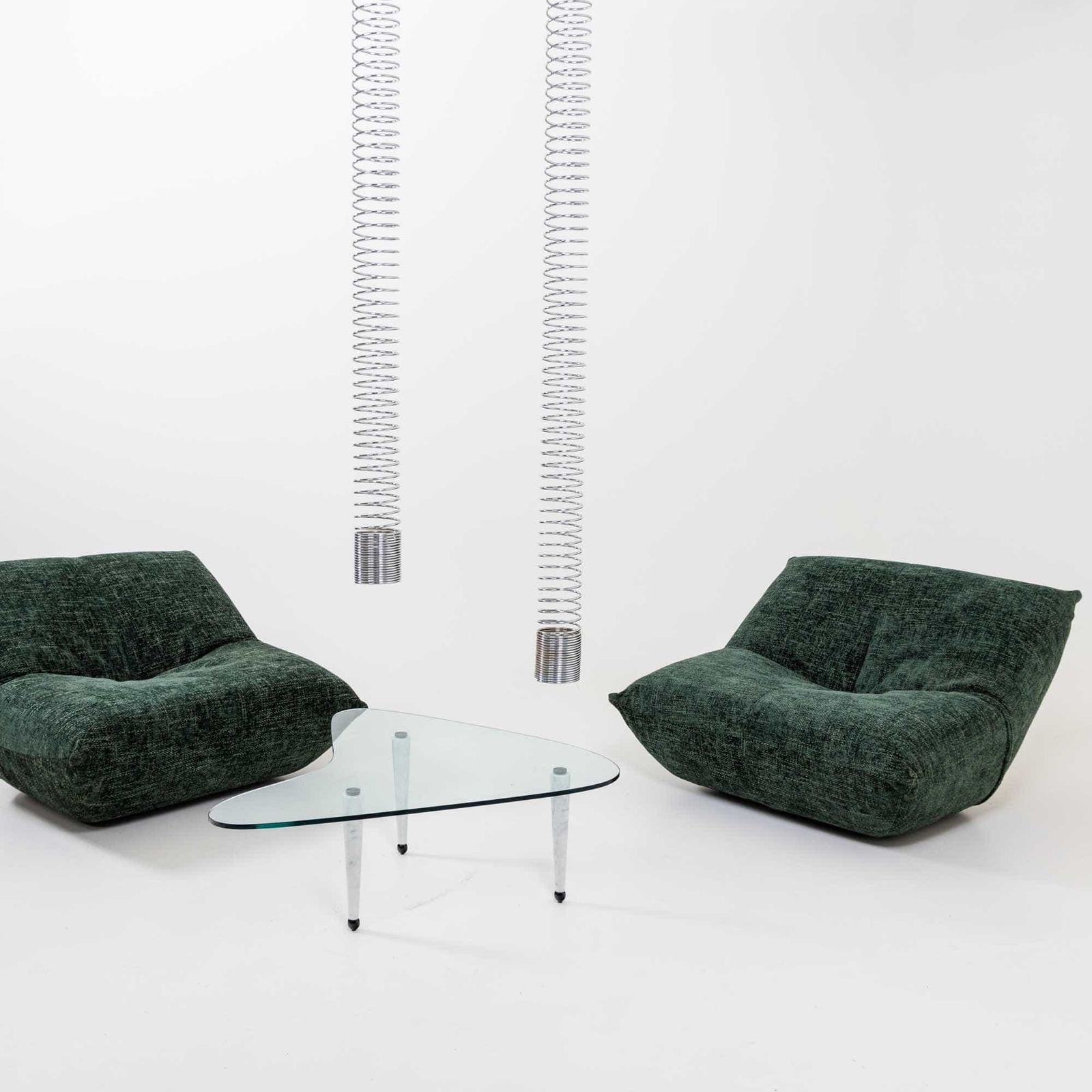 Pair Of Spirale Pendant Lamps By Angelo Mangiarotti For Candle, Italy, 1974 photo for sale