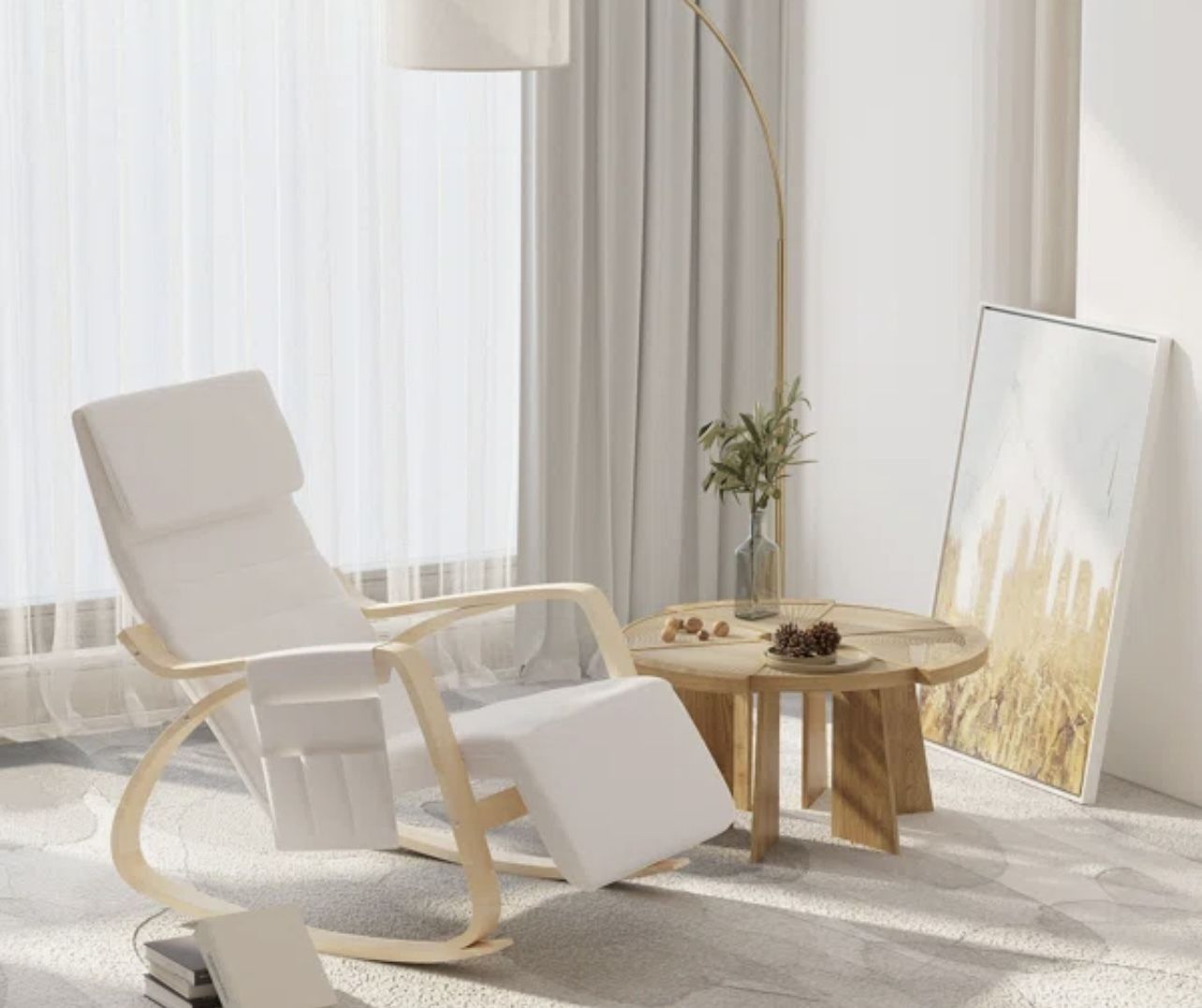 Scandinavian Modern Solid Wood Rocking Armchair photo for sale