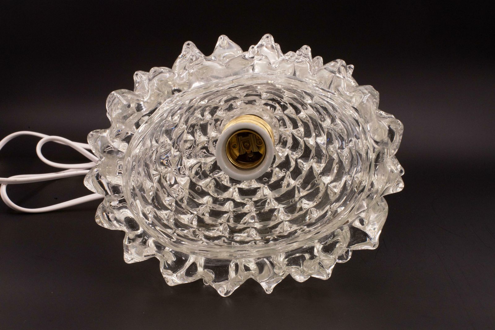 Amazing Table Lamp In Rostrato Murano Glass Vase For Barovier & Toso, 1940s photo buy